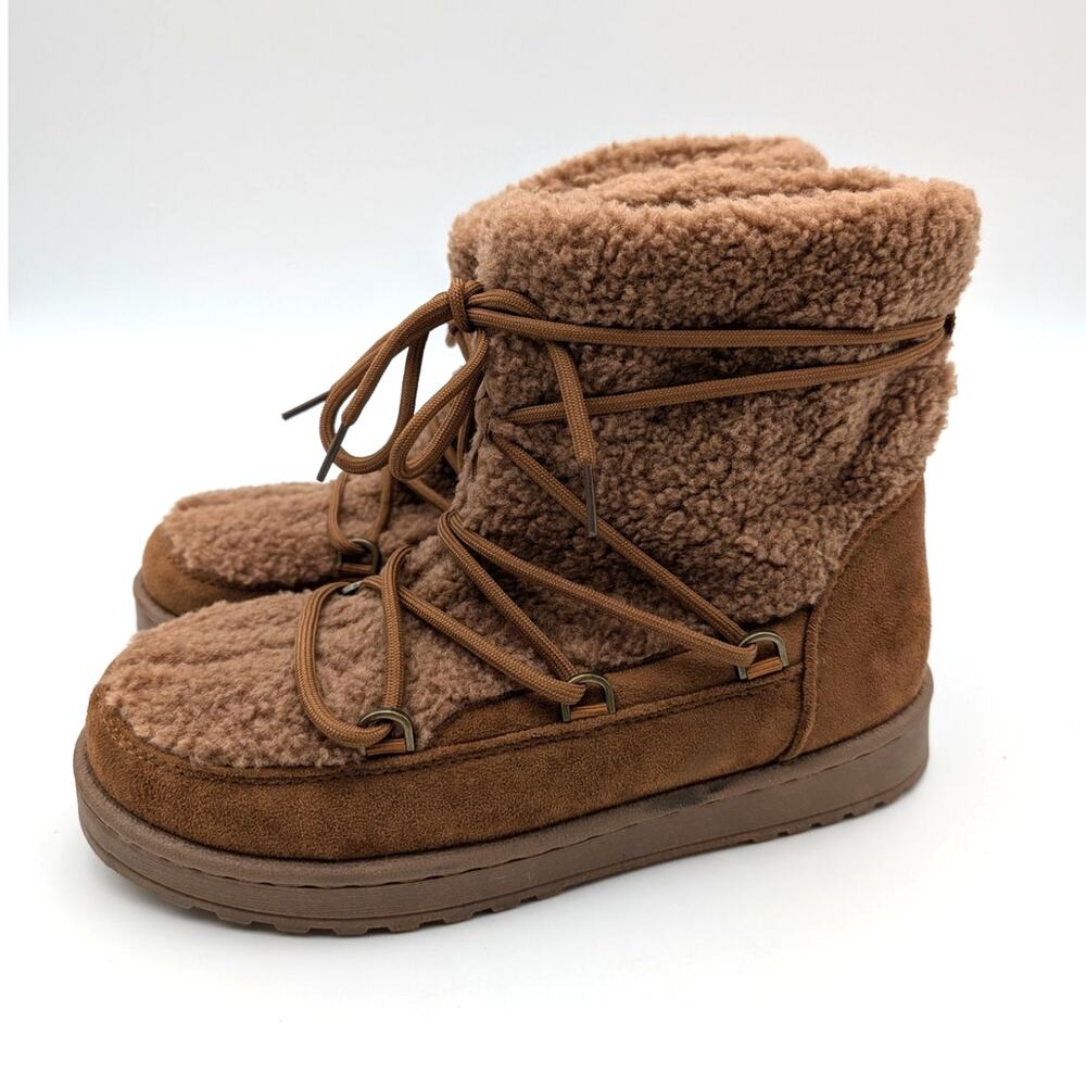 White Mountain Isador Faux Shearling Bootie Women's Chestnut Size US8M EU38.5